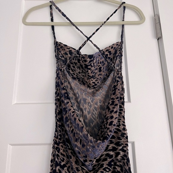Rat & Boa Jasmine Leopard Print Cowl Neck Semi Sheer Velvet Maxi Dress - Picture 6 of 13